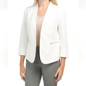 Anne Klein White Carrer Open Front Women's Blazer Size M